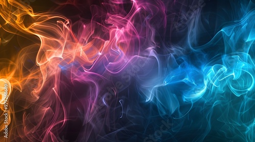 Abstract Smoke: A mysterious abstract background with wisps of colorful smoke swirling and blending. 