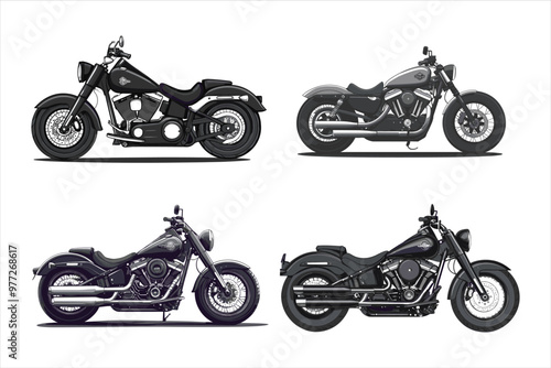 Vector vector art motorcycle set vehicles 