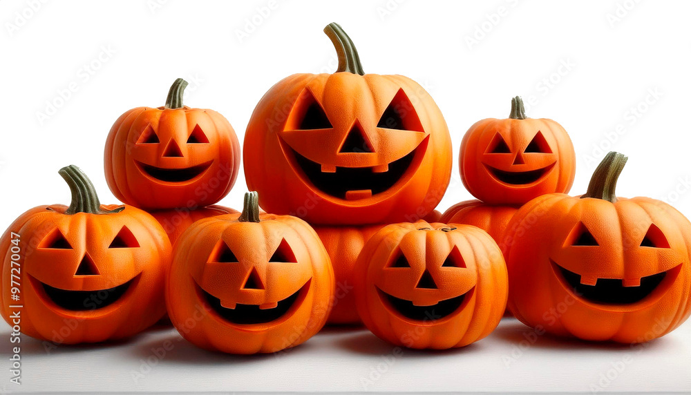 ハロウィンのカボチャが山積みになっている ハロウィンのカボチャが山積みになっている