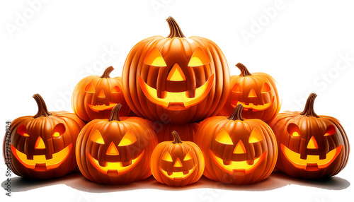 ハロウィンのカボチャが山積みになっている