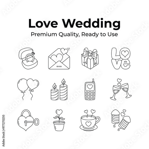 Pack of love and wedding icons in modern style, ready for premium use