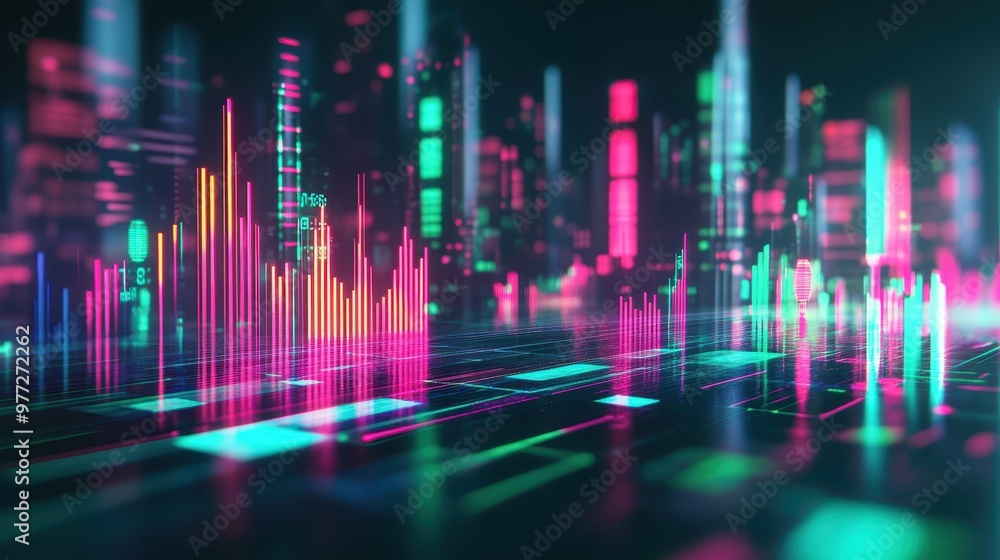 Close-up of capital growth analysis on a holographic display, glowing risk metrics in red and green, sharp focus, soft neon lighting, high-tech office, 3D render. Close-up of capital growth analysis on a holographic display, glowing risk metrics in red and green, sharp focus, soft neon lighting, high-tech office, 3D render.