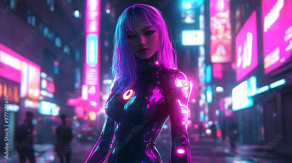 Neon Cyberpunk Heroine Neon Cyberpunk Heroine