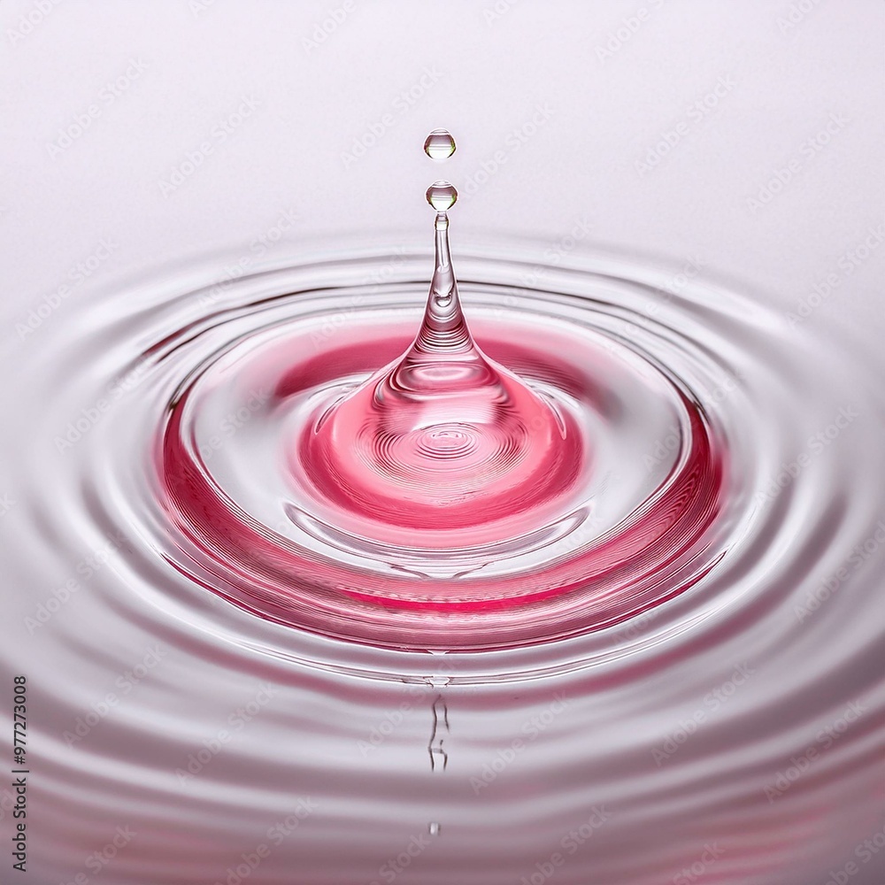 Dripping pink liquid forming circles on the surface Dripping pink liquid forming circles on the surface