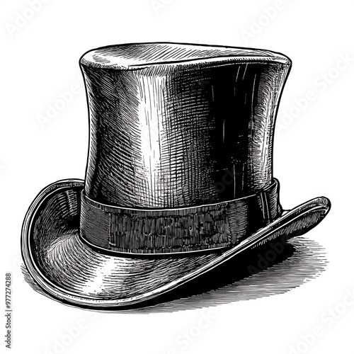 top hat illustration isolated on transparent background
