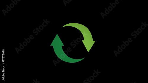 3d Abstract European Recycling (Recycled) Logo / Symbol Spinning and Rotating on Transparent Background. Seamless Loop Isolated 4K Video.