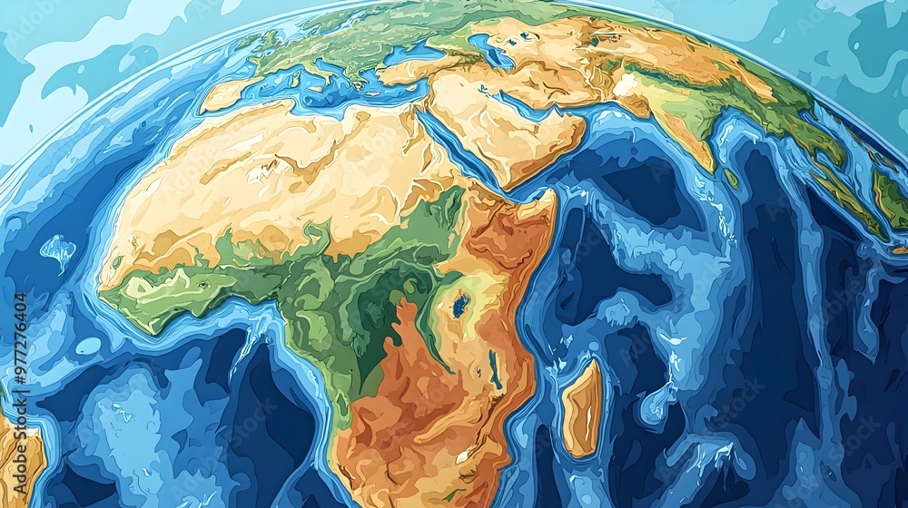 Obraz premium Detailed of Earth's Lithosphere Showcasing Tectonic Plates and Boundaries for Academic Purposes