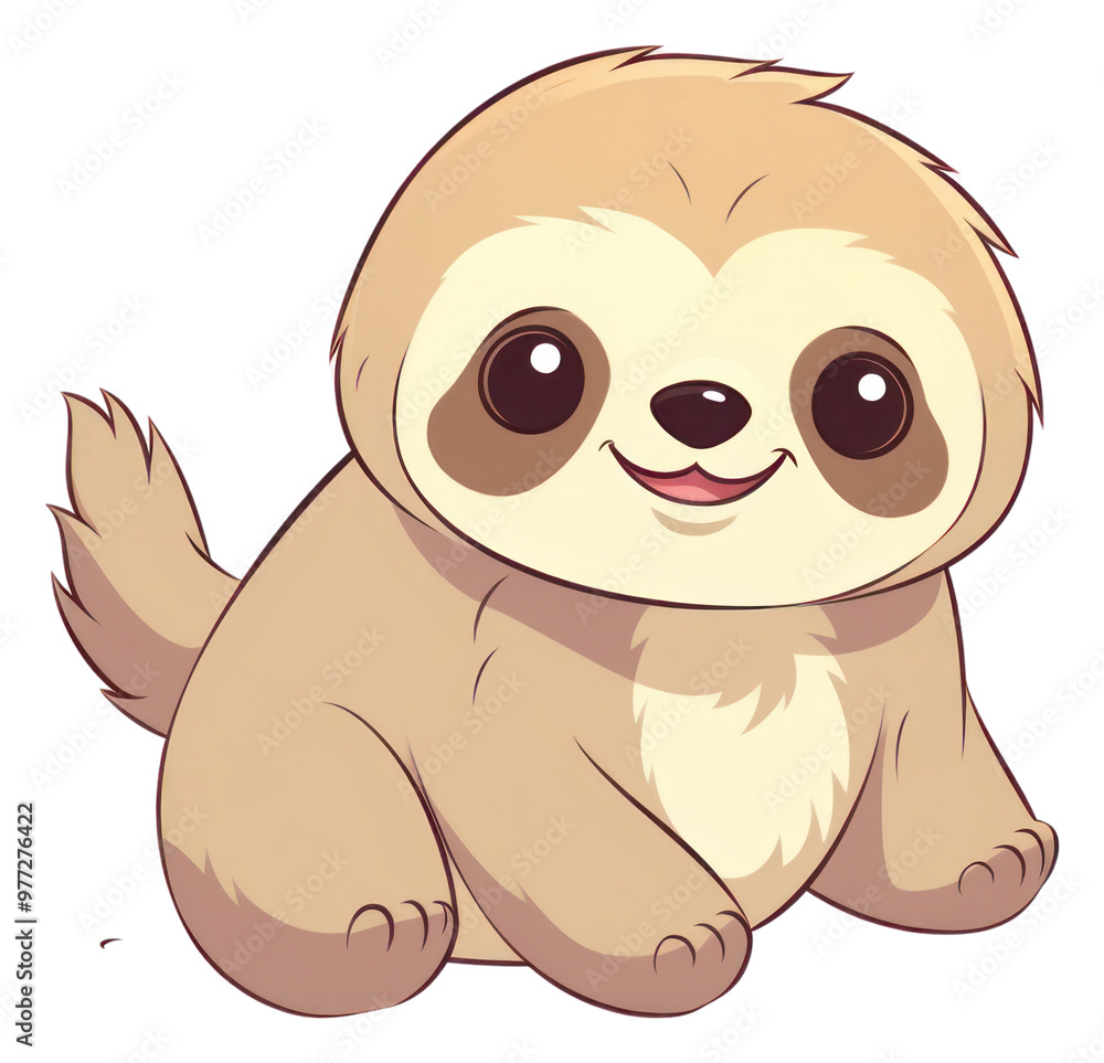 Obraz premium Cute baby sloth cartoon drawing animal.