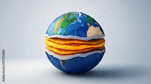 Fototapeta Naklejka Na Ścianę i Meble -  Detailed 3D of Earth's Geological Layers and Structure