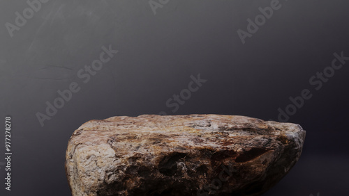 Minimalist Stone Podium on Dark Gray Studio Background