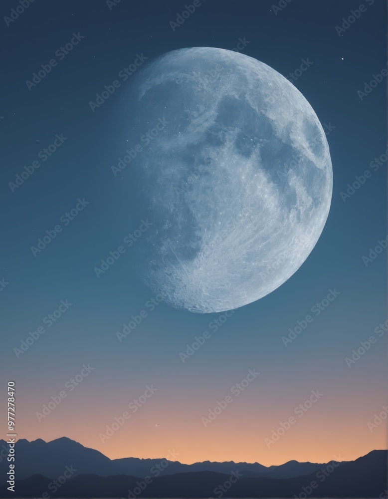 A bright full moon rises over a sea of clouds, illuminating the serene night sky with a soft, celestial glow. The dark blue sky is dotted with faint stars, creating a tranquil, dreamlike atmosphere. A bright full moon rises over a sea of clouds, illuminating the serene night sky with a soft, celestial glow. The dark blue sky is dotted with faint stars, creating a tranquil, dreamlike atmosphere.