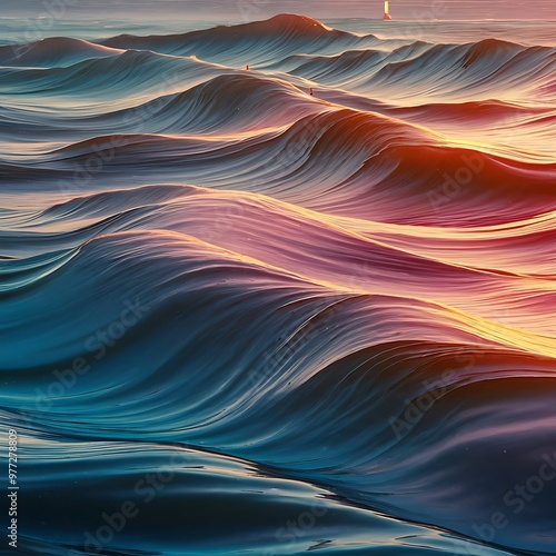 Waves gently beautiful colors like magical sea