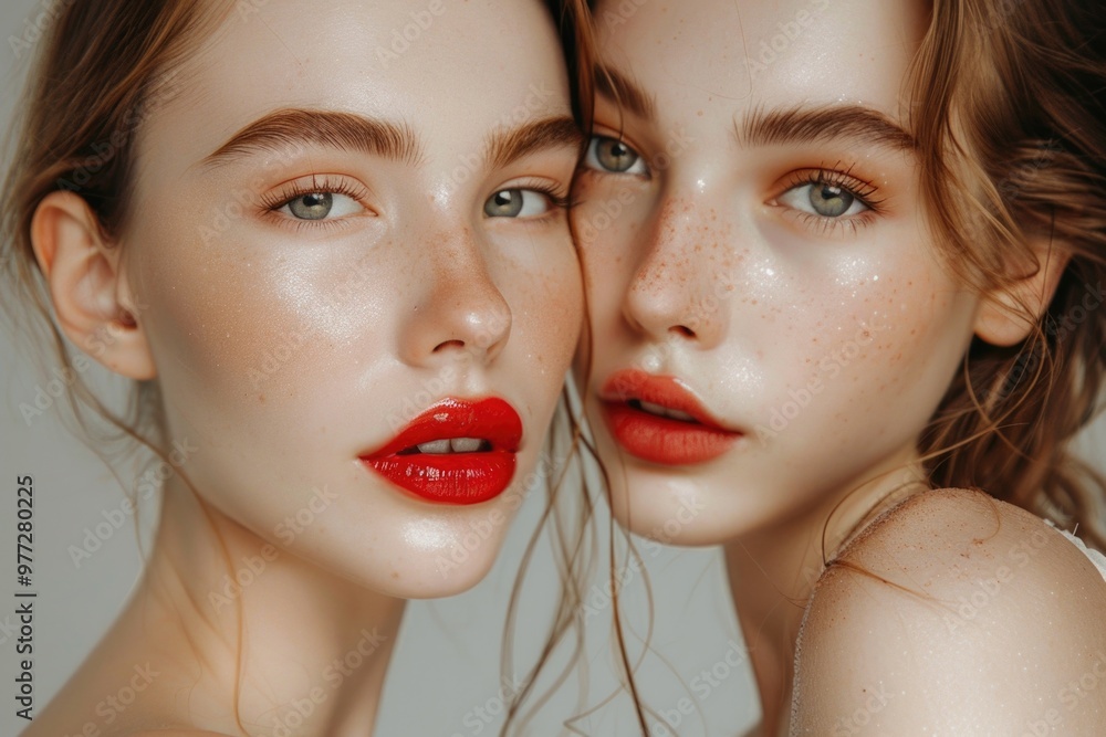Two attractive females with distinctive facial markings Two attractive females with distinctive facial markings