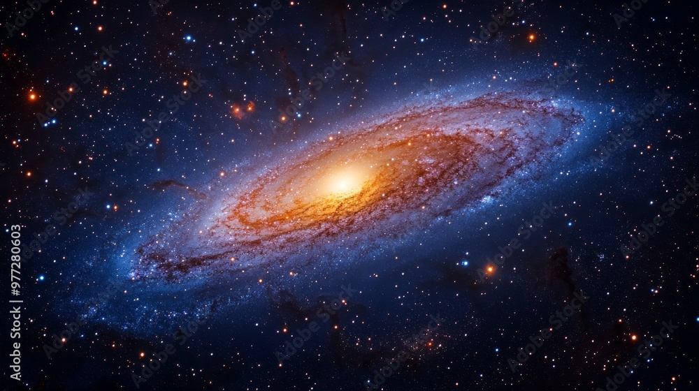 Fototapeta premium Spiral galaxy shining in the vastness of space