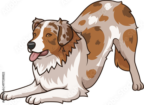 Cartoon playful australian shepherd vector illustration