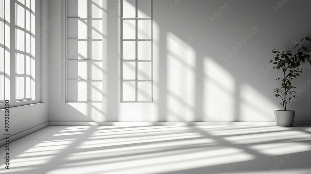 Fototapeta premium Clean, featureless blank white background with subtle shadows, ideal for versatile design projects or mockups.