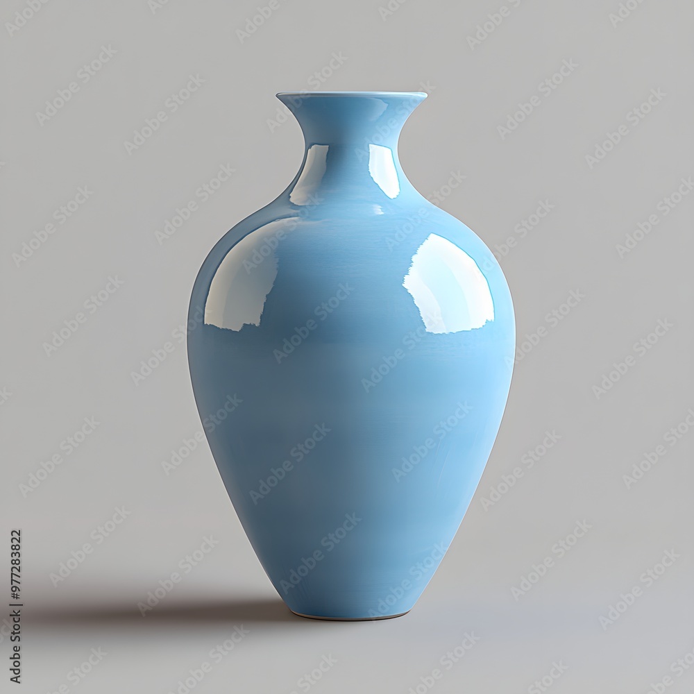 73. A vibrant blue ceramic vase isolated on a soft gray background 73. A vibrant blue ceramic vase isolated on a soft gray background