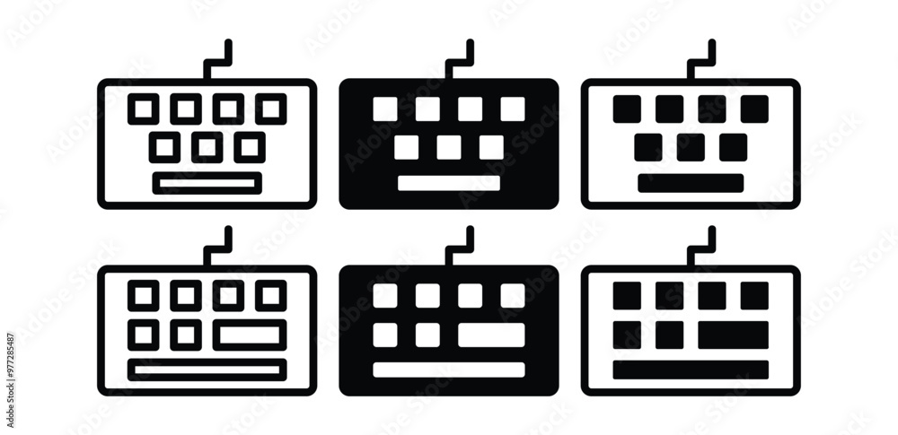 set of keyboard icon symbol vector design black white color simple flat illustration collection set of keyboard icon symbol vector design black white color simple flat illustration collection