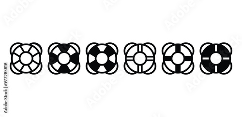 lifebuoy life belt icon symbol sign vector design black white color simple flat illustration collections set