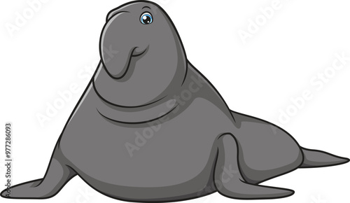 Cartoon cute sea elephant vector illustration photo