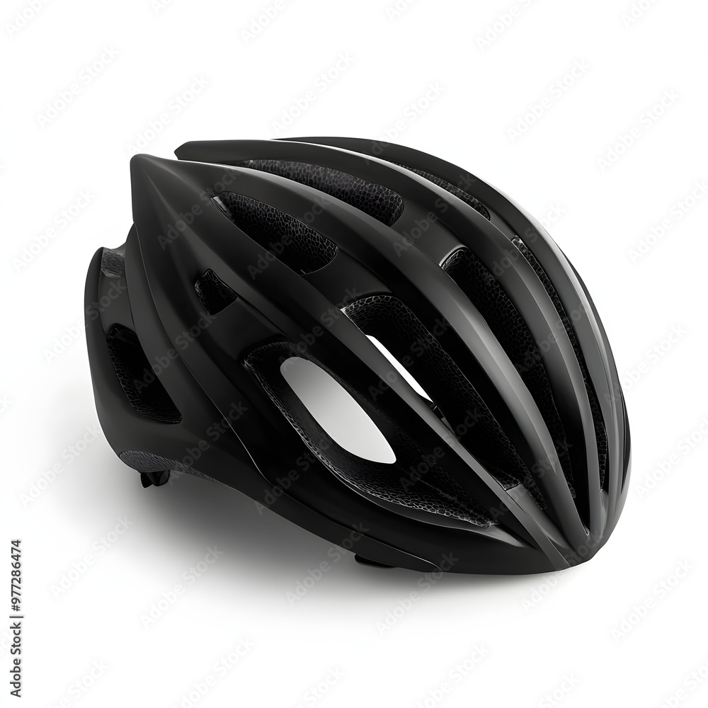 79. A sleek black bicycle helmet isolated on a clean white background 79. A sleek black bicycle helmet isolated on a clean white background