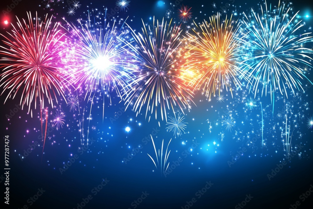 Fototapeta premium Festive Fireworks Display Against a Night Sky