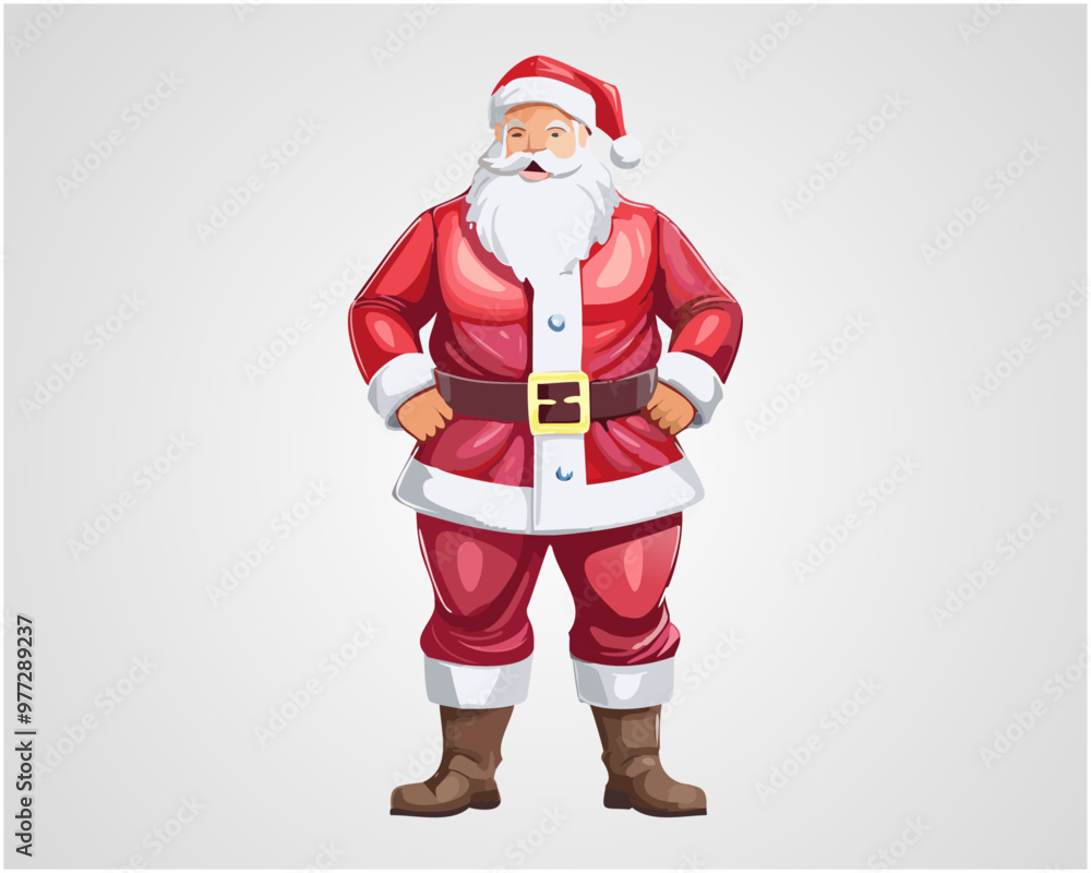 Muscular Santa Claus in Festive Costume | Christmas Vector Illustration Muscular Santa Claus in Festive Costume | Christmas Vector Illustration