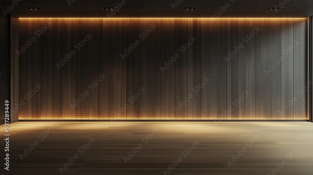 A large room with wooden walls and a wooden floor. The room is empty and has a warm, inviting atmosphere A large room with wooden walls and a wooden floor. The room is empty and has a warm, inviting atmosphere