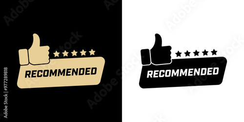 Recommended - vector golden sticker for product labeling.