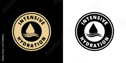 Intensive Hydration - vector golden sticker for cosmetics product labeling.