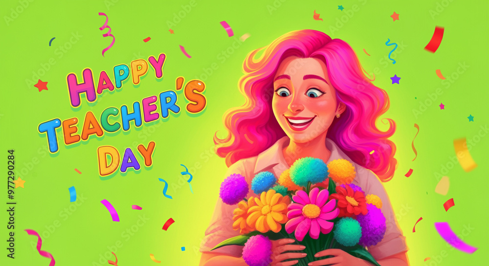 Person holding flowers for Teacher's Day celebration with colorful bouquet and cheerful expression Person holding flowers for Teacher's Day celebration with colorful bouquet and cheerful expression