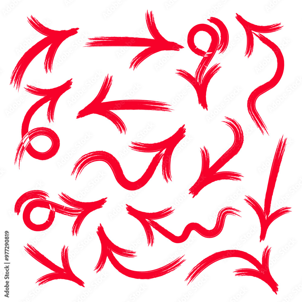 Arrows, set of red icons. arrows in different directions, turn the arrow, repeat the process symbol Arrows, set of red icons. arrows in different directions, turn the arrow, repeat the process symbol