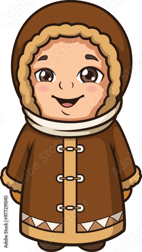 Cartoon native inuit baby vector illustration