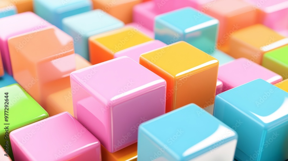 Fototapeta premium Colorful 3D blocks illustrating SWOT analysis strengths and weaknesses.