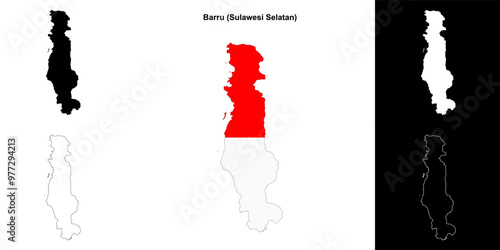 Barru blank outline map set photo