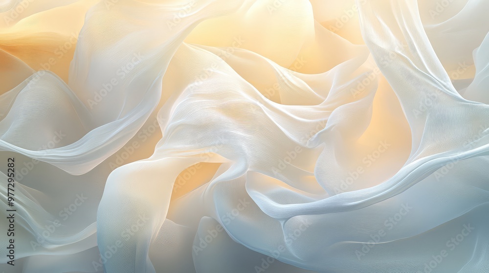 Fototapeta premium Layers of translucent waves gently colliding, creating a flowing, abstract motion.