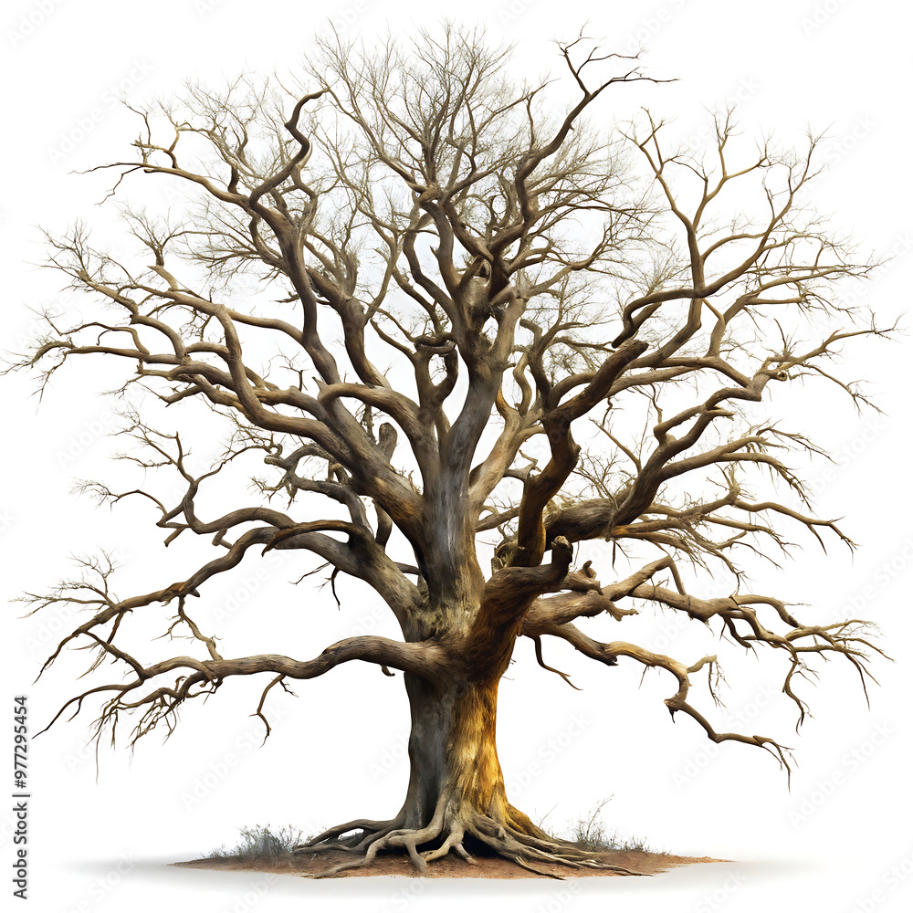 Fototapeta premium old tree without leaves on white