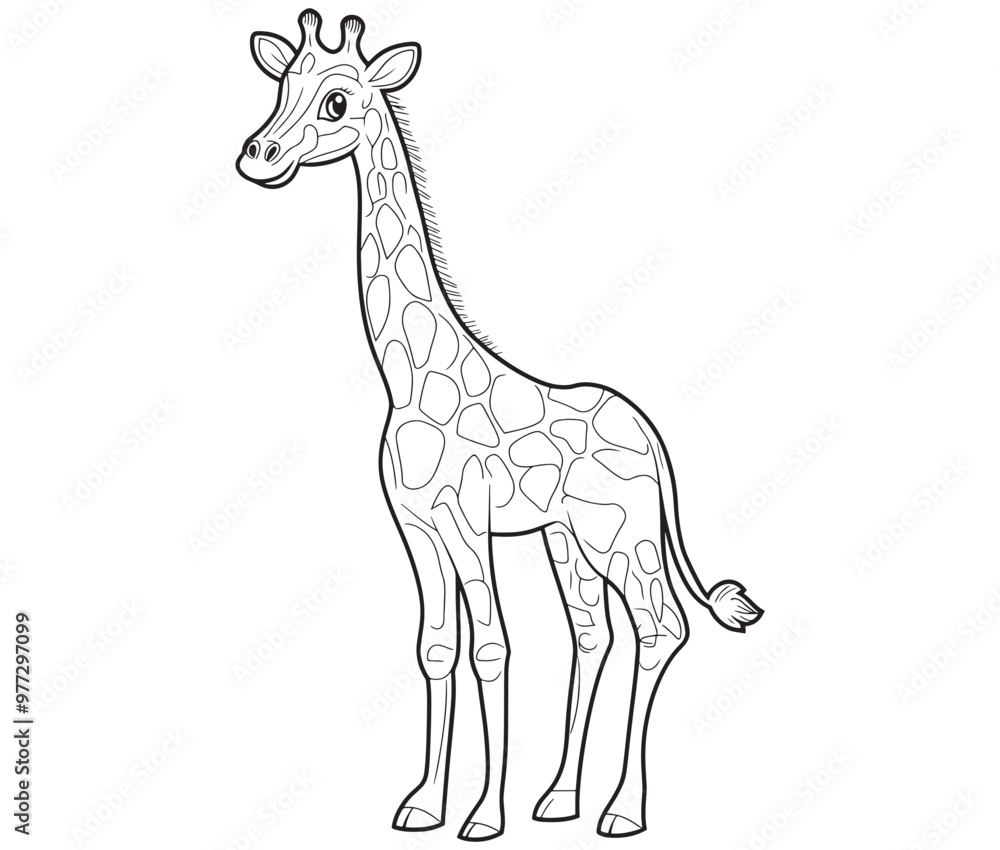 Fototapeta premium Coloring pages of giraffes for kids giraffe cartoon isolated on white