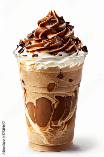 Chocolate Coffee Frappe with Whipped Cream and Chocolate Shavings 