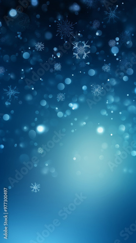 Snowflakes and bokeh lights creating a winter holiday background