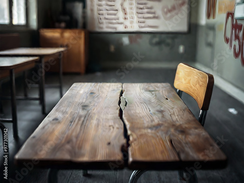 Forgotten Learning: Graffiti-Stained Classroom Furniture