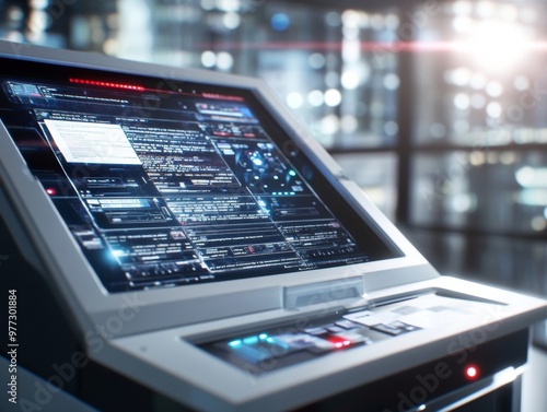 Wallpaper Mural A close-up of a ballot being scanned into a sleek modern machine Torontodigital.ca