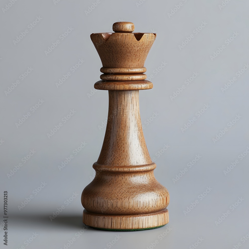 35. A beautifully crafted wooden chess piece isolated on a soft gray background 35. A beautifully crafted wooden chess piece isolated on a soft gray background