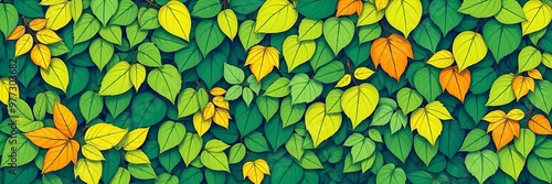 a close up of a bunch of green and yellow leaves.