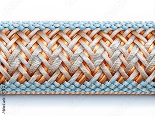 A detailed, high-contrast illustration of a polypropylene suture strand traversing a subtle grid pattern, showcasing the suture's uniform thread thickness, texture, and color photo