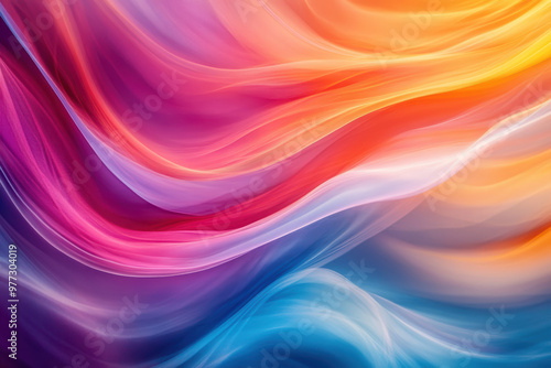 Vibrant abstract background with dynamic flowing colorful waves in gradient hues. Perfect for creative design projects, digital art, and modern aesthetics.