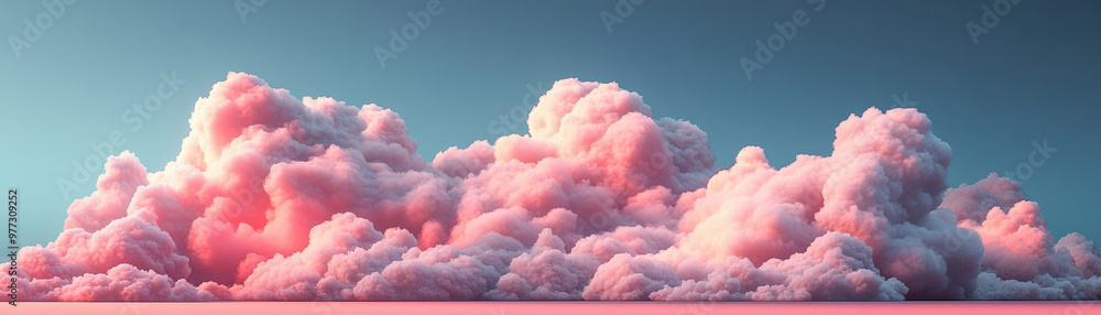 Serene sunset panorama with vibrant pink clouds and a soft blue sky, creating an ethereal and calming atmosphere. Perfect for tranquil designs. Serene sunset panorama with vibrant pink clouds and a soft blue sky, creating an ethereal and calming atmosphere. Perfect for tranquil designs.