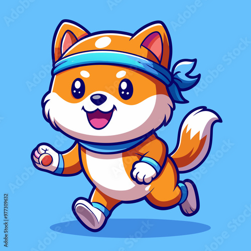 jogging cat with a smile