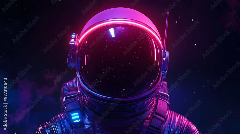 Astronaut in space. astronaut character with neon light helmet. sci-fi space exploration concept. 3d illustration. Space Exploration. Illustration Astronaut in space. astronaut character with neon light helmet. sci-fi space exploration concept. 3d illustration. Space Exploration. Illustration