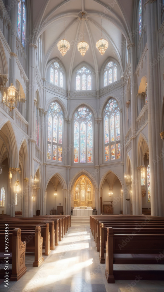 Fototapeta premium Gothic grand church or cathedral interior